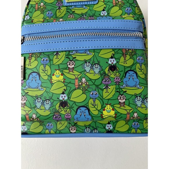 NWT Loungefly Disney Pixar It’s A Bugs Life Mini Faux Leather Green Backpack - Picture 8 of 11